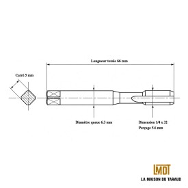 Jeu 3 tarauds 1/4" - 32 UNEF
