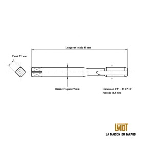 Jeu 3 tarauds 1/2" - 28 UNEF