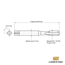 Jeu 3 tarauds 9/16"-24 UNEF