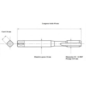 Taraud machine GAZ 3/4" 14 BSP