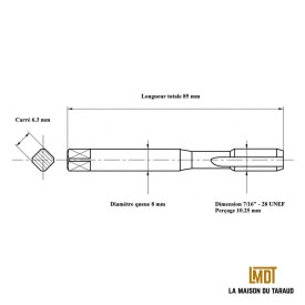 Taraud machine 7/16" - 28 UNEF