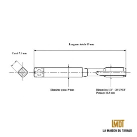 Taraud machine 1/2" - 28 UNEF