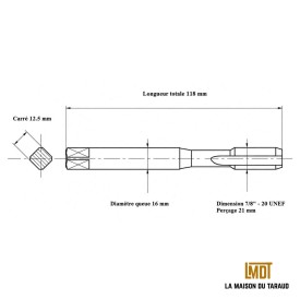 Taraud machine 7/8" - 20 UNEF