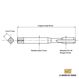 Jeu 3 tarauds 1/8 " - 40 BSW