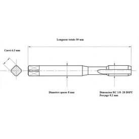 Taraud GAZ conique 1/8" 28 BSPT / RC