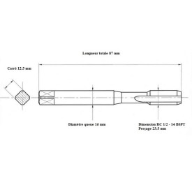 Taraud GAZ conique 1/2" 14 BSPT / RC
