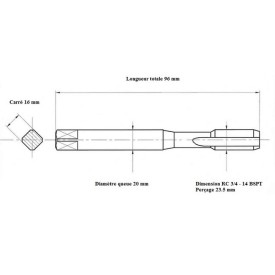 Taraud GAZ conique 3/4" 14 BSPT / RC