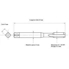 Taraud GAZ conique 1/4" 18NPT