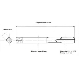 Taraud GAZ conique 3/4" 14NPT