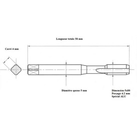 Taraud pas métrique filets alternés 5x80 ALU