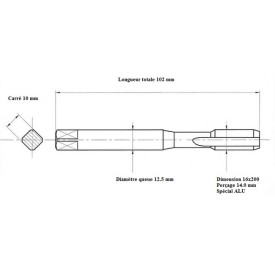 Taraud métrique filets alternés 16x200 ALU