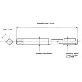 Taraud pas métrique filets alternés 24x300 ALU