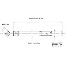 Taraud machine métrique à refouler 12x175