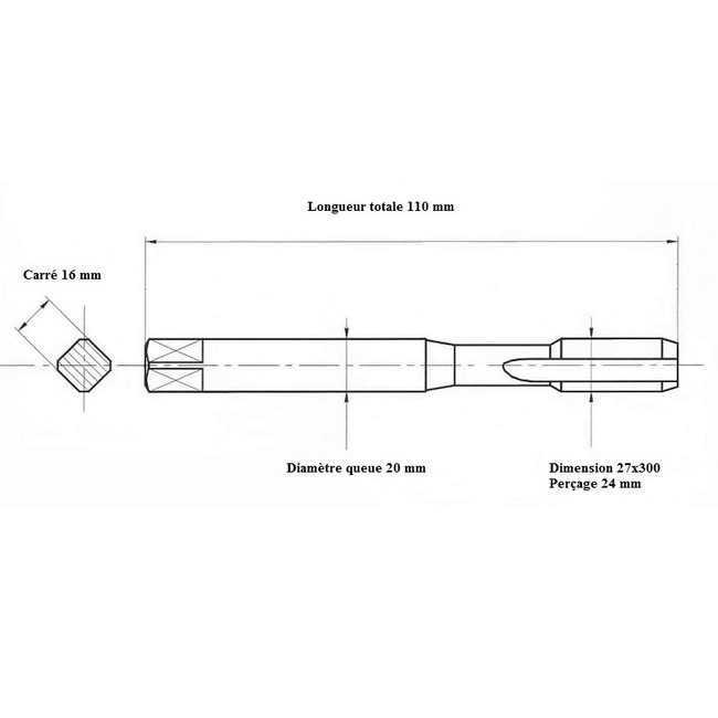 Jeu de taraud à main 3 passes HSS M4 x 0,7 mm pas métrique x Q